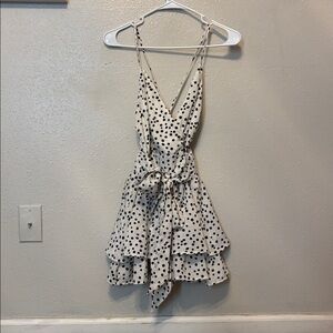White and Black Polkadotted Romper